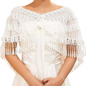 3173 Women Shawl Wraps Wedding Capelet Bridal Chiffon Cape